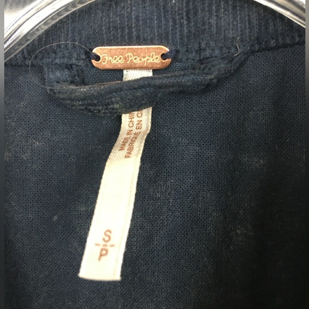 Free People Washed Cord Velvet Band  Military Jacket In Washed Blue Size S - Picture 10 of 14